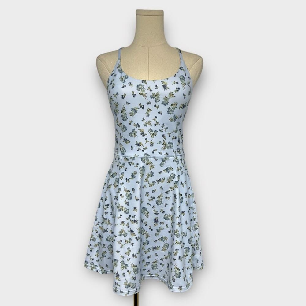 Sage Ditsy Floral Racerback Tank Athletic Sporty Dress Size Small